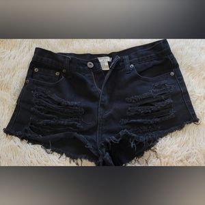 Forever 21 distressed black Jean shorts